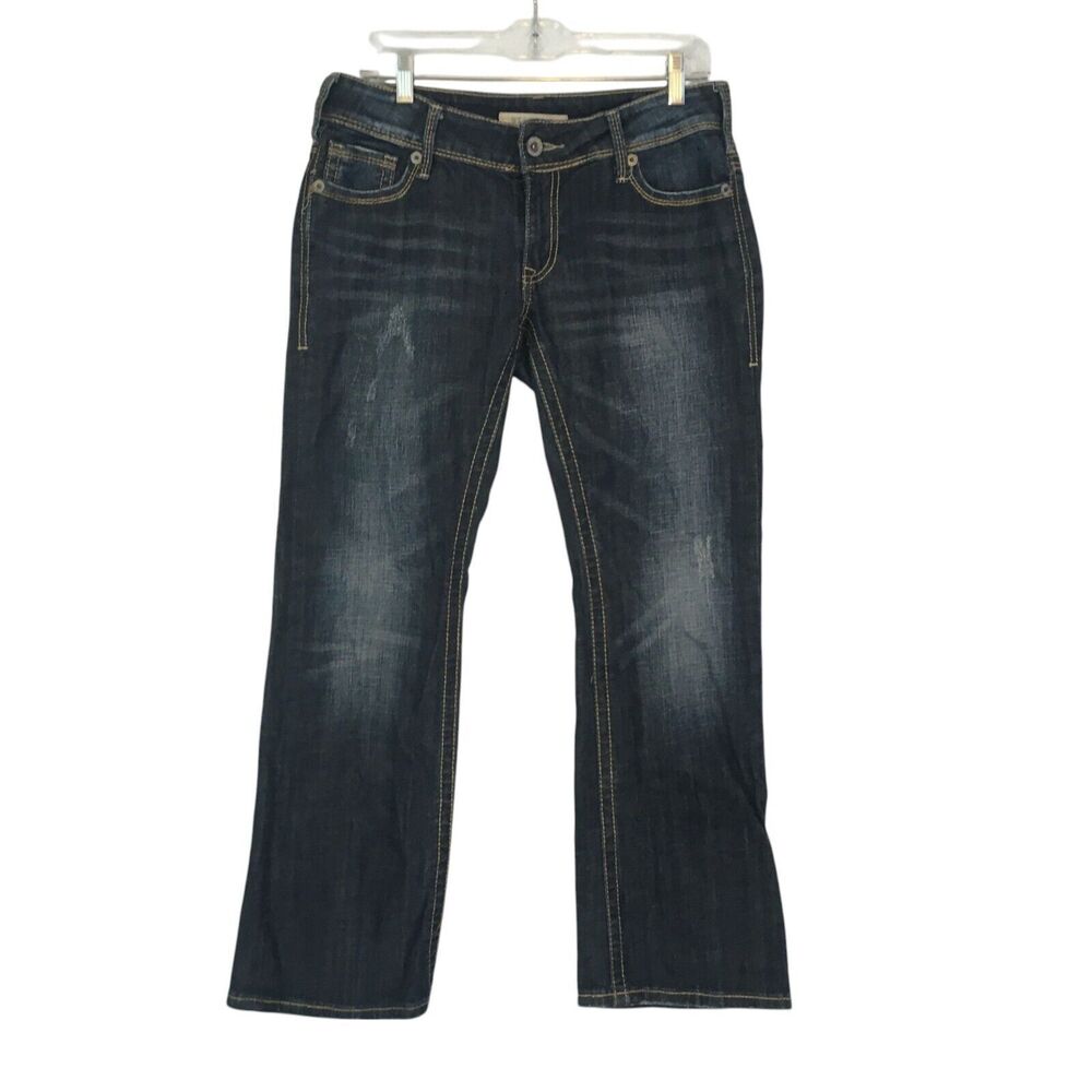 Stetson Womens Hollywood Bootcut Blue Jeans, No 818 Distressed low rise 10 Short